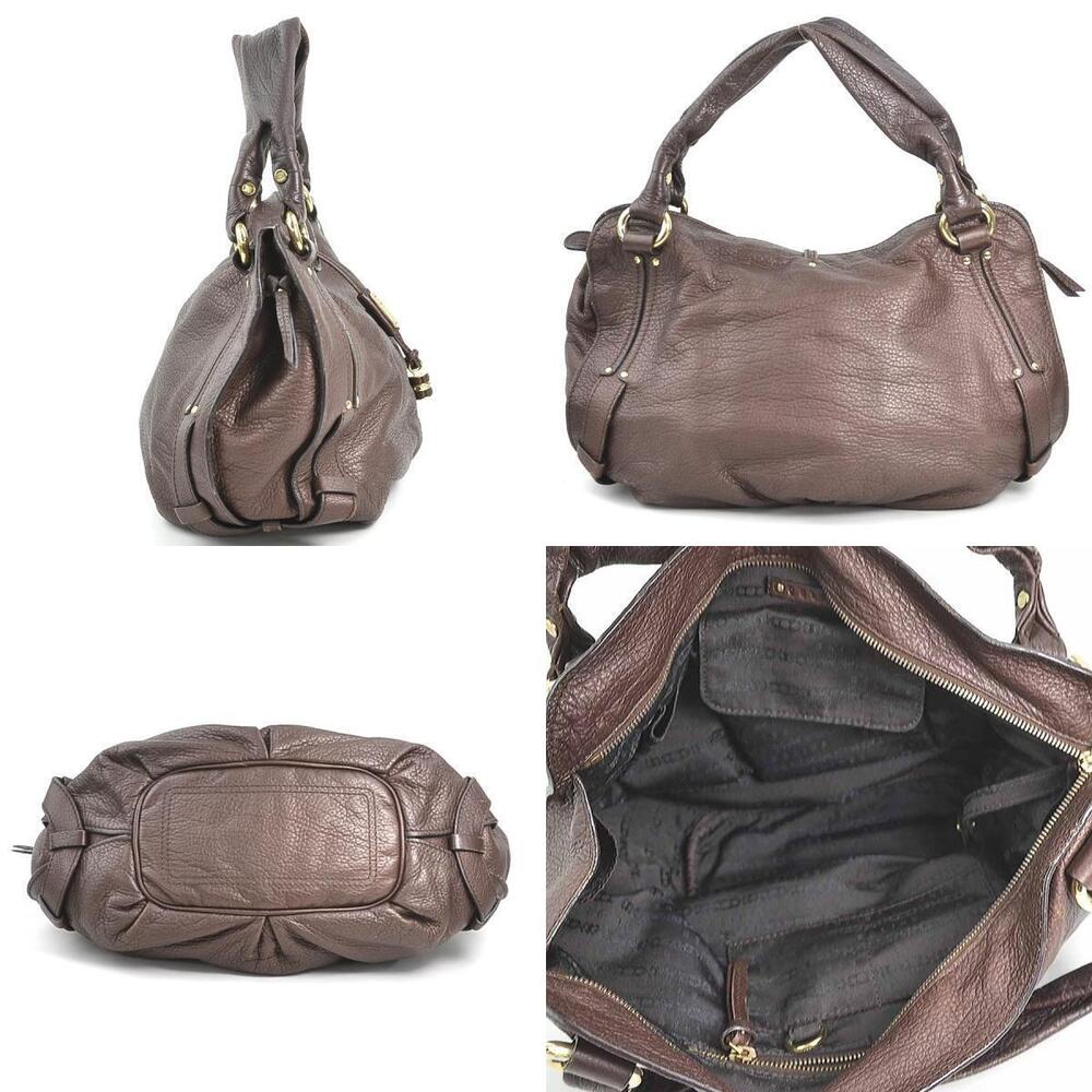 Celine handbag leather gold brown